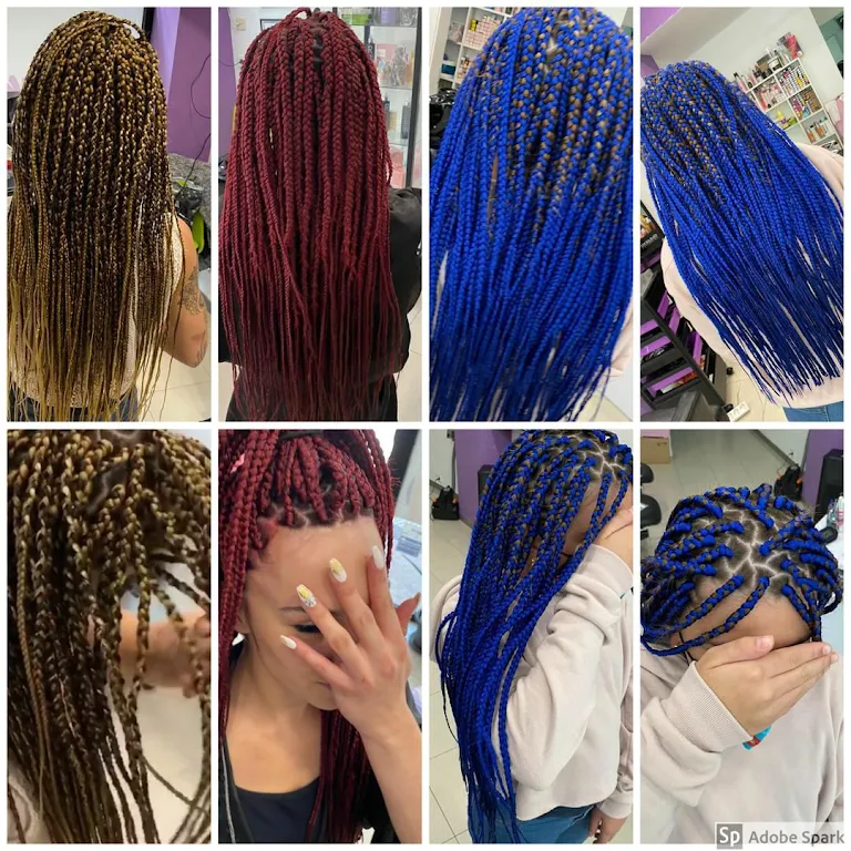 Trenzas africanas de colores realizadas en Shalom Peluquería y Estética, Logroño