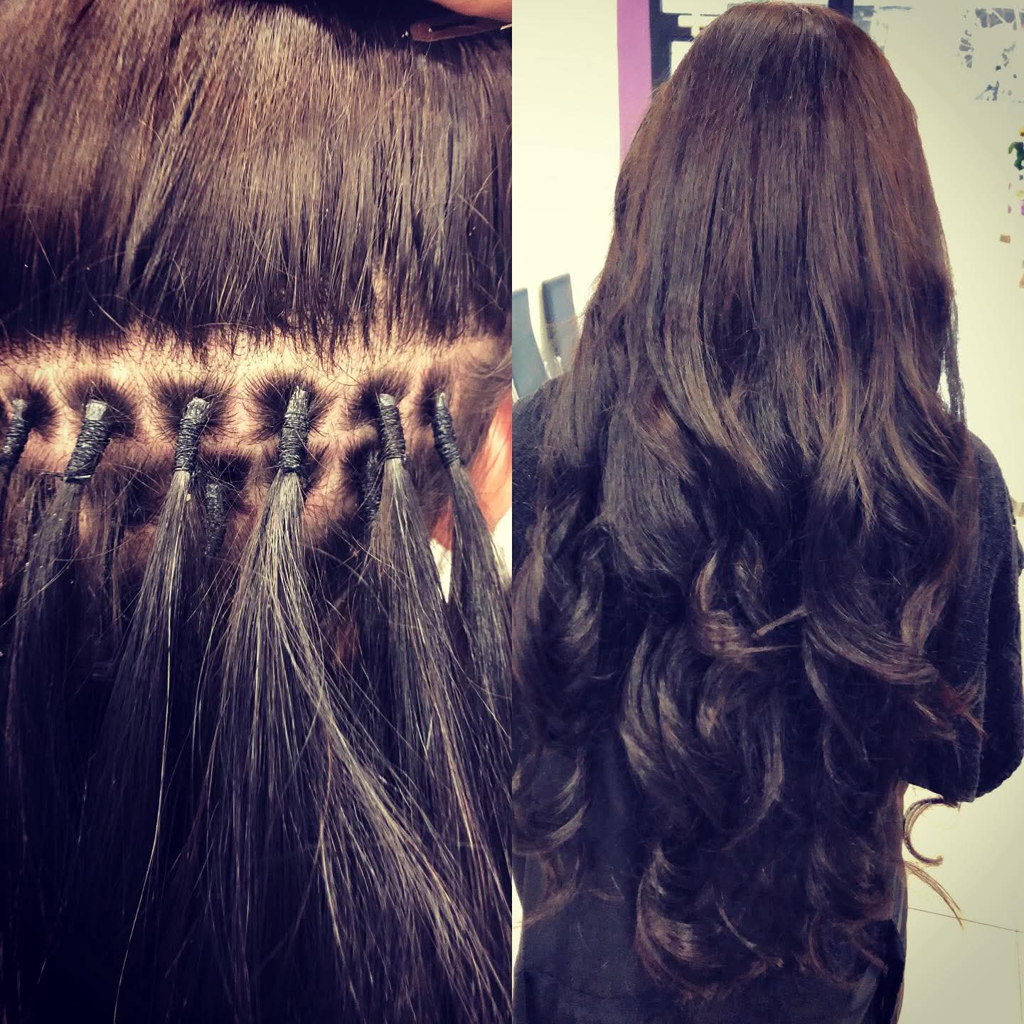 Antes y después de extensiones de cabello natural en Logroño